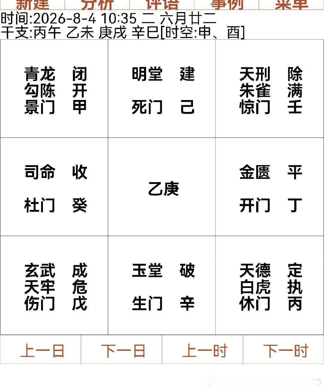 飞宫小奇门  女问:感情发展。玉堂逢破星，内不和睦。对方临天德逢空，没心思谈了，