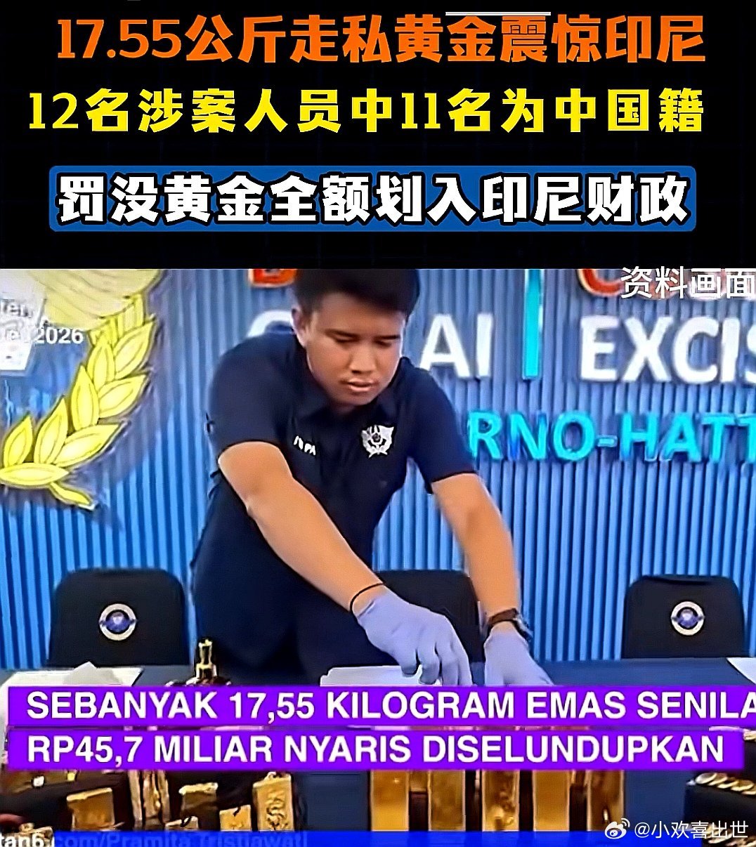 印尼查获17.55公斤走私黄金，抓获11名来自中国大陆的涉案人员，出入境提醒：黄