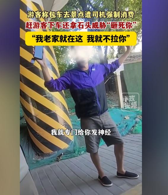 “我砸死你，狗东西！”8月13日，陕西西安一游客包车去景点遭司机强制消费，遭游客