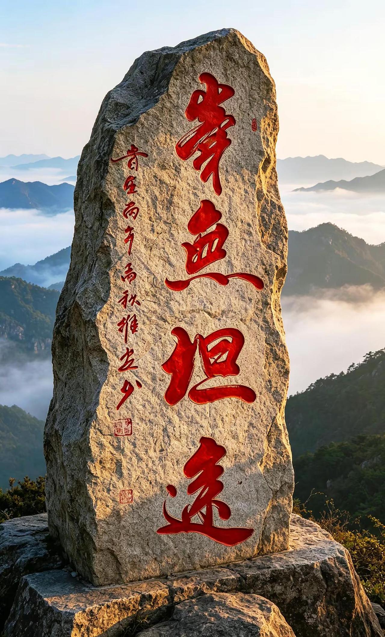 维安原创书法作品。AI石韵山景效果