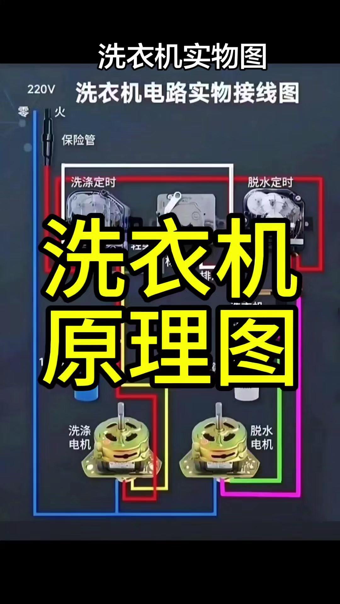 家电维修不用愁，自己动手也能行！💡洗衣机坏了别慌，先看电路接线图再动手。断电后