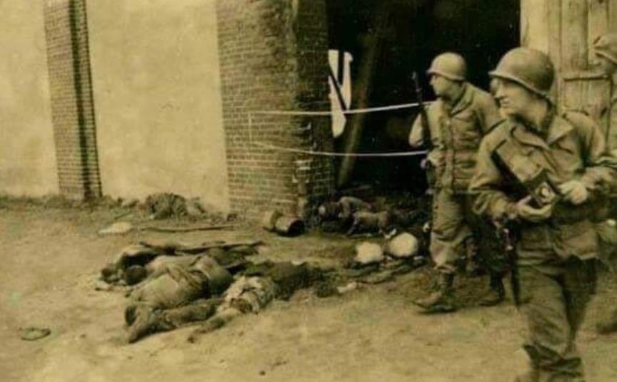 【二战时期纳粹的暴行】
1945年4月13日，德国加德莱根发生了一起惨绝人寰的事
