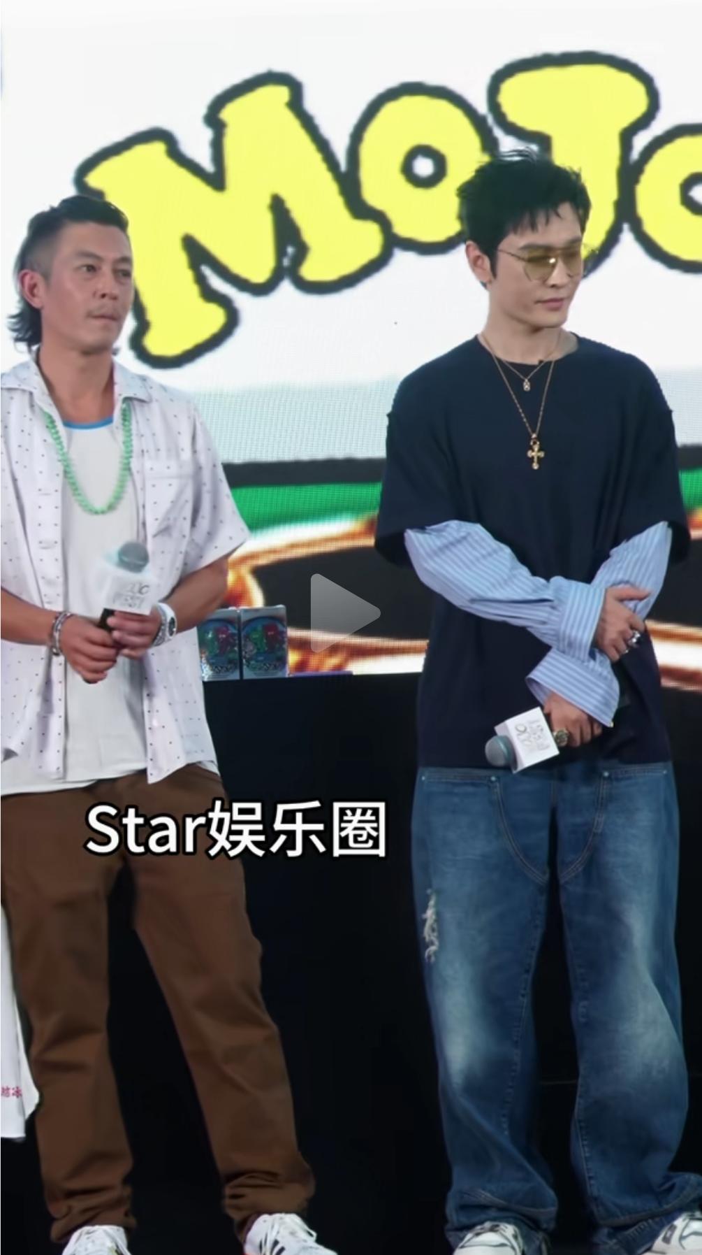 45岁的陈冠希和48岁的时候黄晓明同框，两人相差3岁，可看起来陈冠希要比黄晓明至