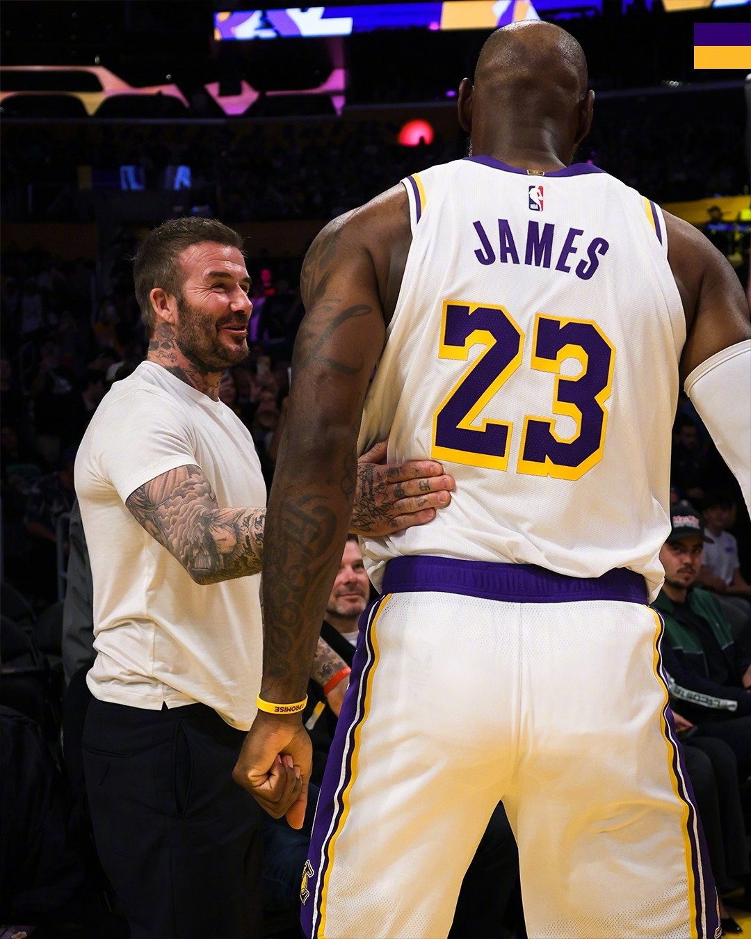 贝克汉姆观战黄绿大战凯尔特人vs湖人湖人国度