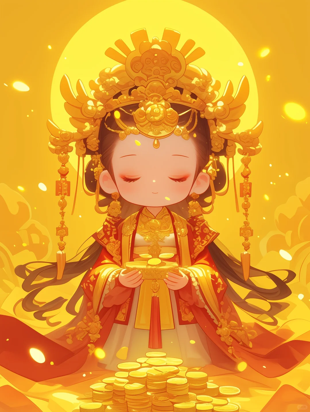 超级可爱的二次元财神爷见者财运亨通元宝来