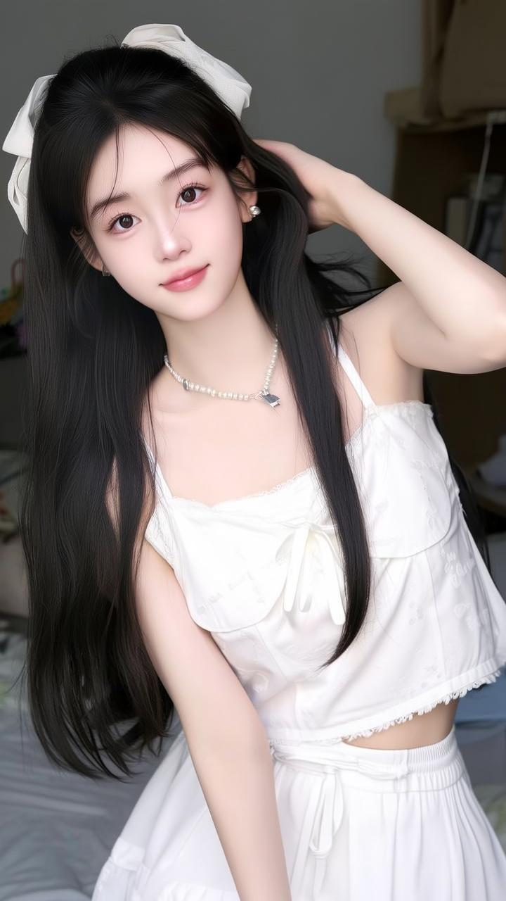 什么样的女生让人一见难忘? 甜美少女风，白色连衣裙搭配珍珠项链，清新自然。