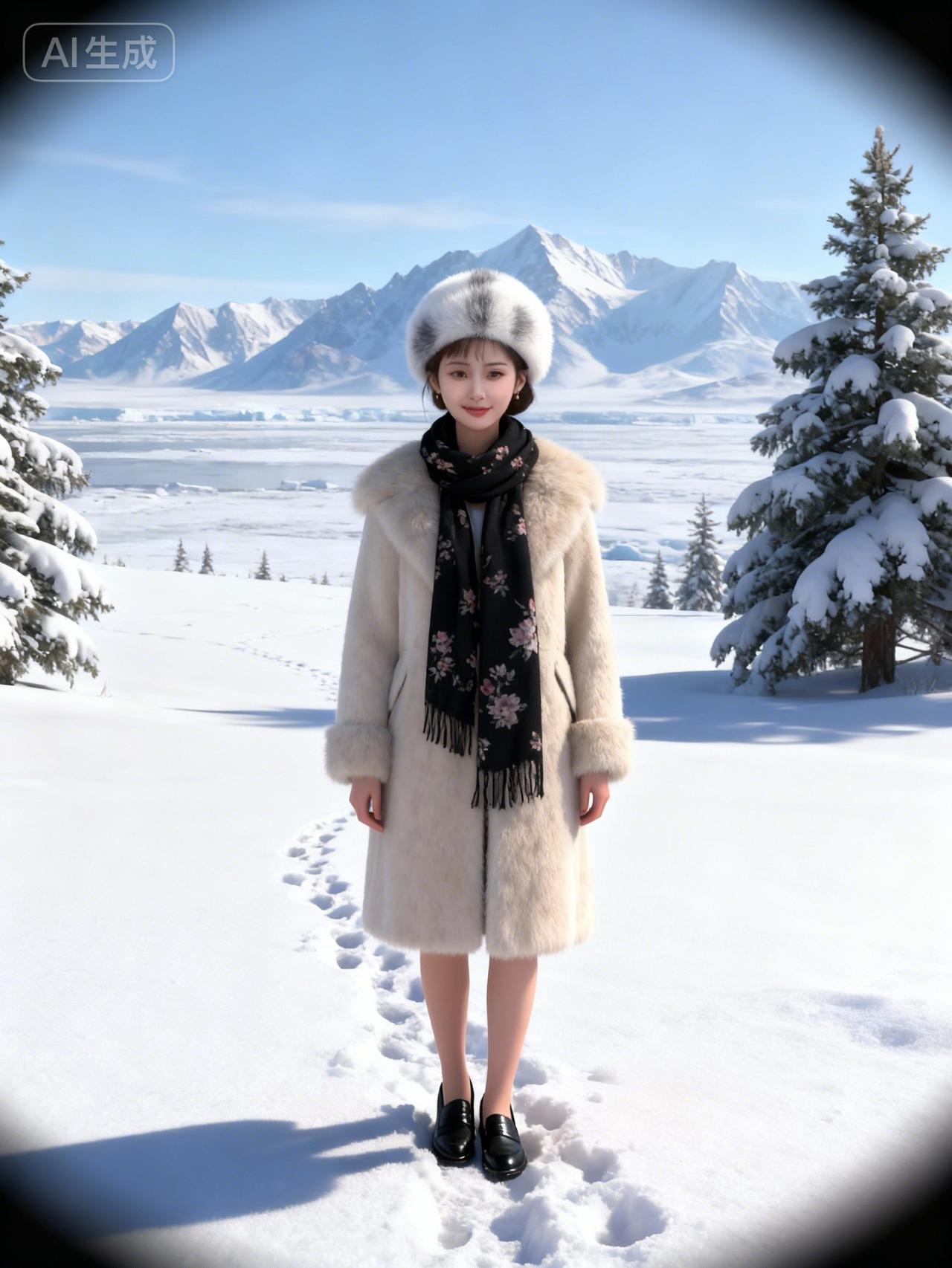 冬日仙境，雪中漫步，温暖与冰冷的完美融合。