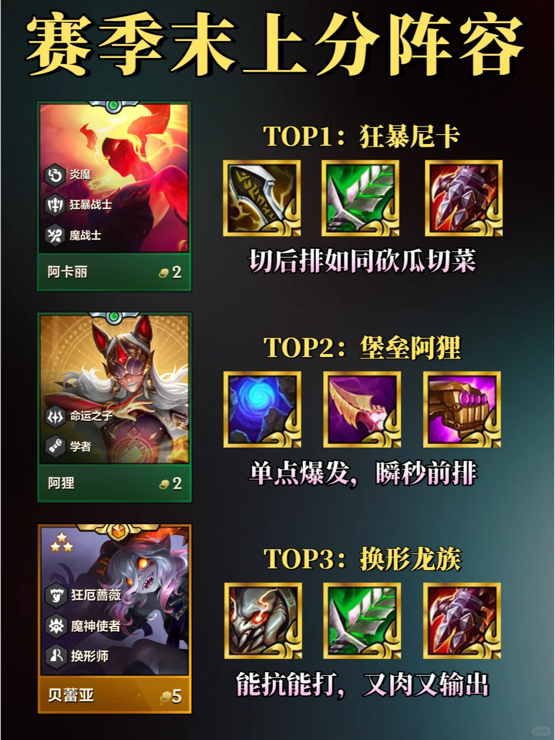 赛季末三大上分阵容