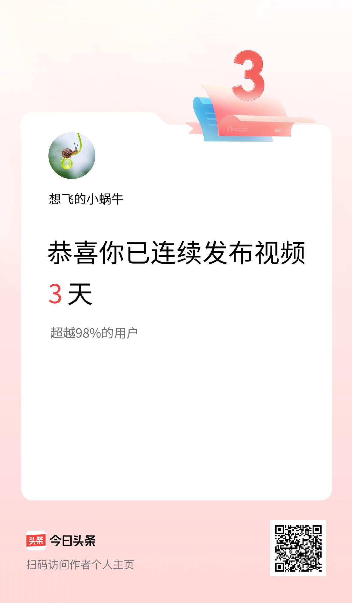 我在头条连续视频投稿3天