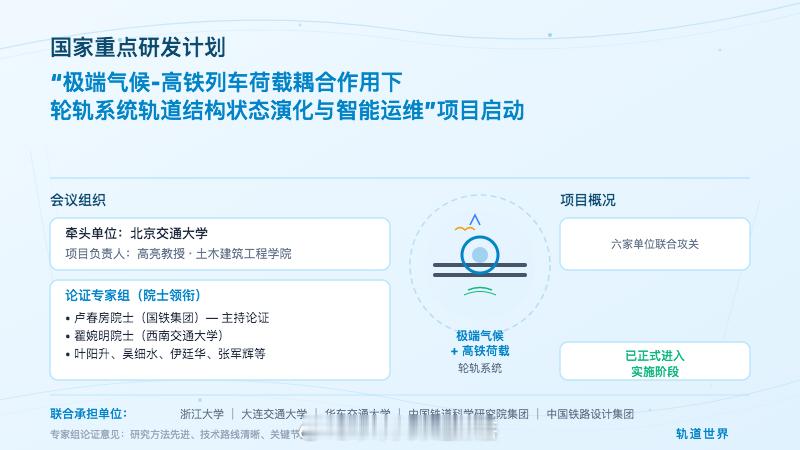 国铁播报【北京交大牵头 高铁轨道智能运维国家重点研发项目启动】4月29日，由北京