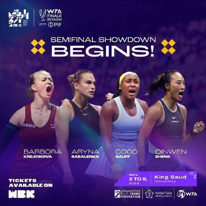 #郑钦文克雷吉茨科娃交手记录# 利雅得WTA年终总决赛半决赛开打，率先亮相对阵克