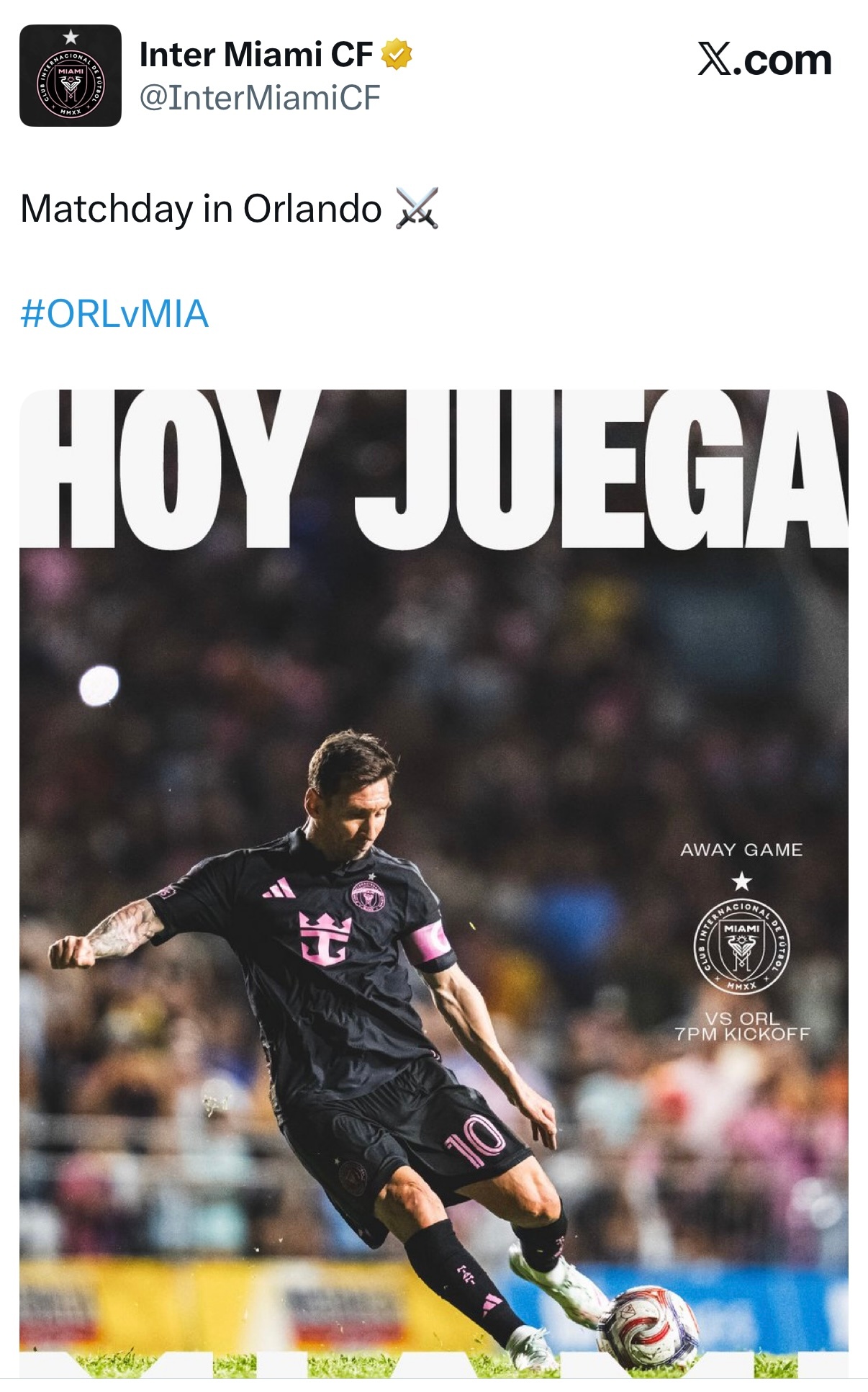 迈阿密国际对阵奥兰多城的官方海报有梅西迈阿密国际