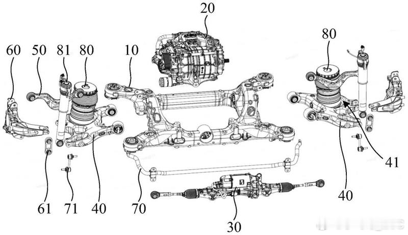 小鹏X9的后桥总成，集成空气悬挂，后轮转向，同轴电驱总成。真是螺蛳壳里做道场，紧