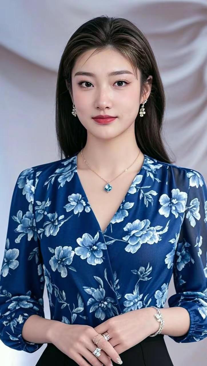 AI蓝花衫肖像 李梦