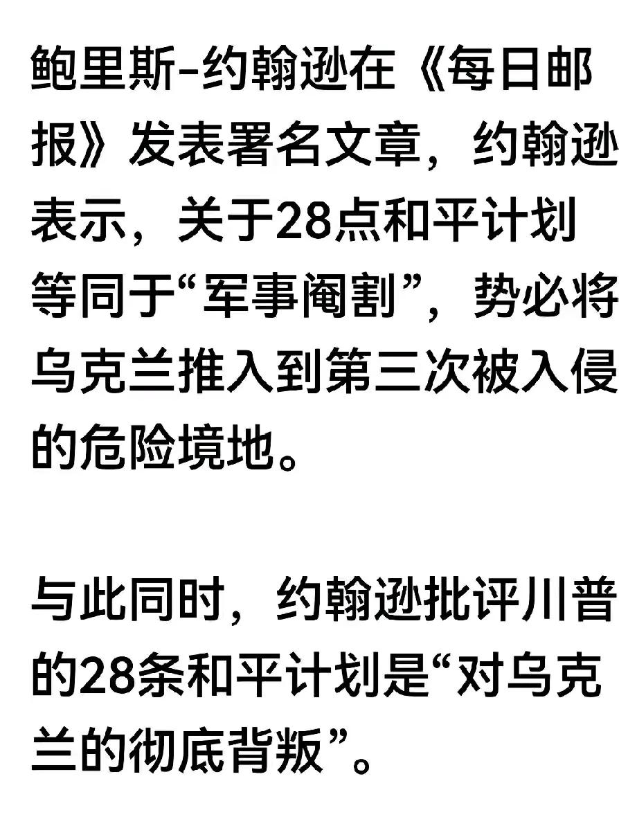英国前首相约翰逊观点一如既往地直接！