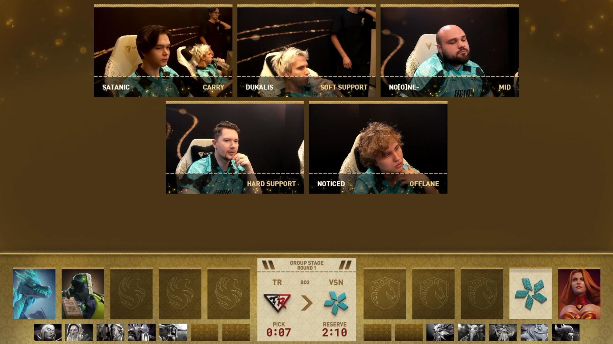 DOTA2TI15 瑞士轮第一轮TR对阵Vision战队BO3第一局的BP开始了