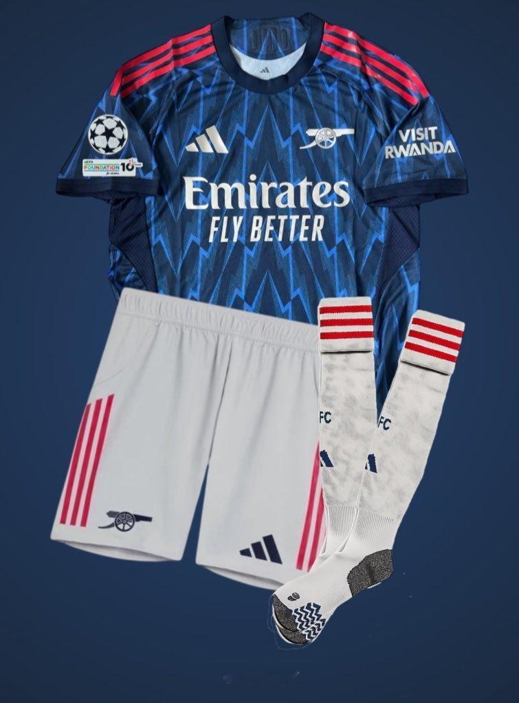 ArsenalShirt消息，阿森纳将在明天对阵毕尔巴鄂竞技的比赛中穿上蓝色客场