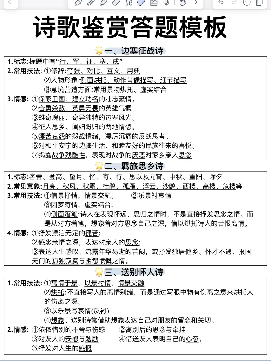 太好用了！高中语文诗歌鉴赏！万能答题模板