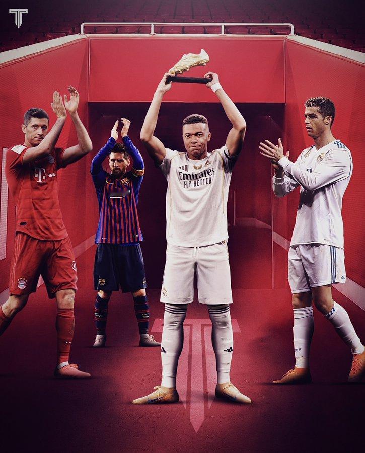 姆巴佩是本世纪第四位在一年内进球数达到60个以上的球员皇马