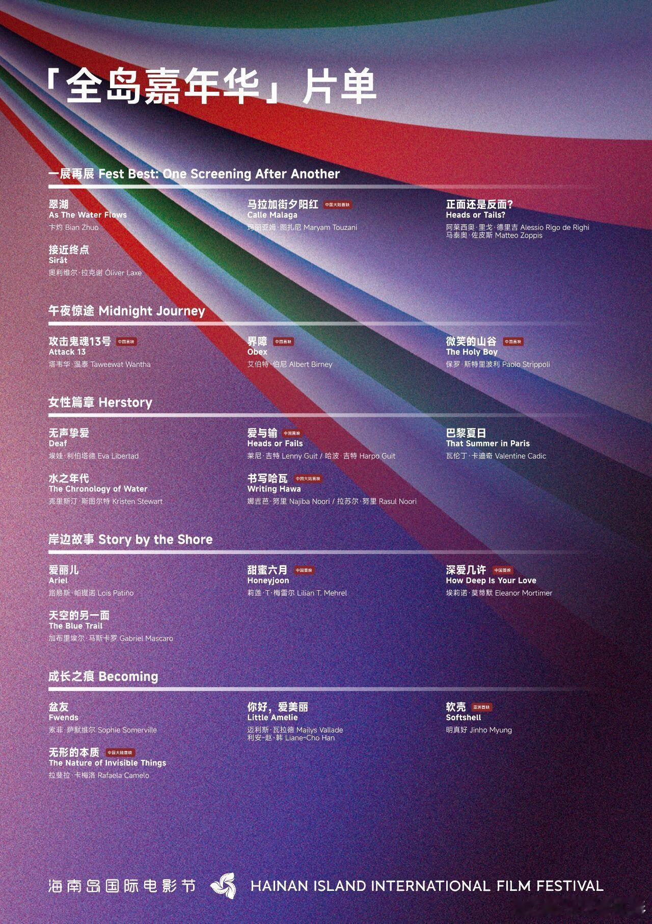 第七届海南岛国际电影节“全岛嘉年华”单元隆重推出「一展再展」「成长之痕」「午夜惊