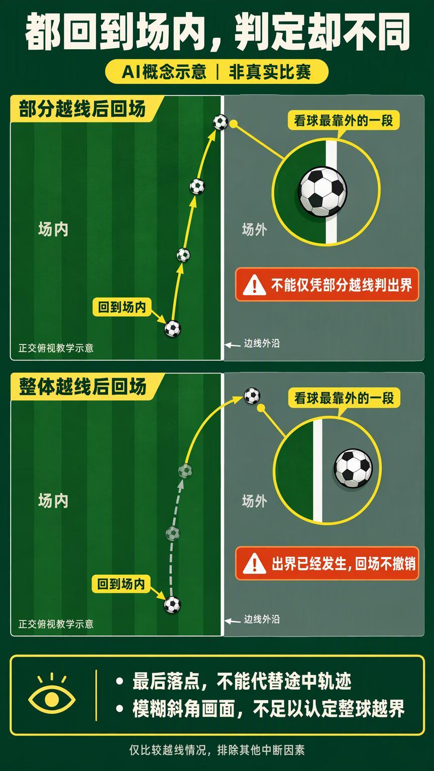 传中在空中出了边线，又弯回来，还能接着踢吗？一脚传球沿着弧线飞出去，越过边线外侧