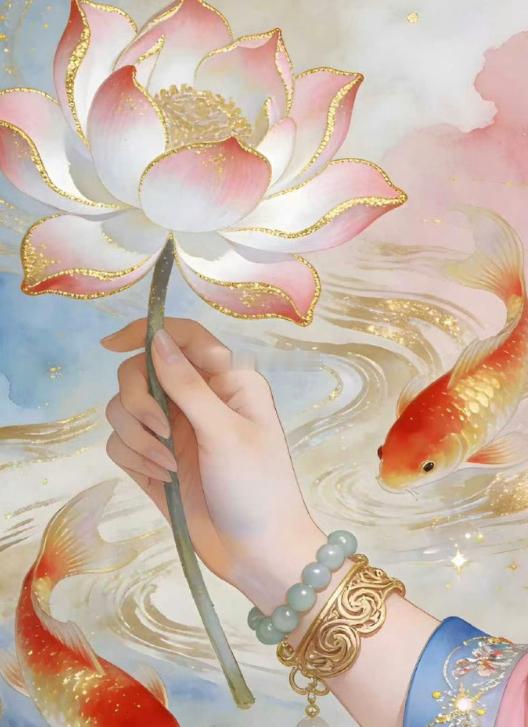 金鱼戏莲，锦鲤接福！刷到必接，好运连连，所求皆如愿🙏 