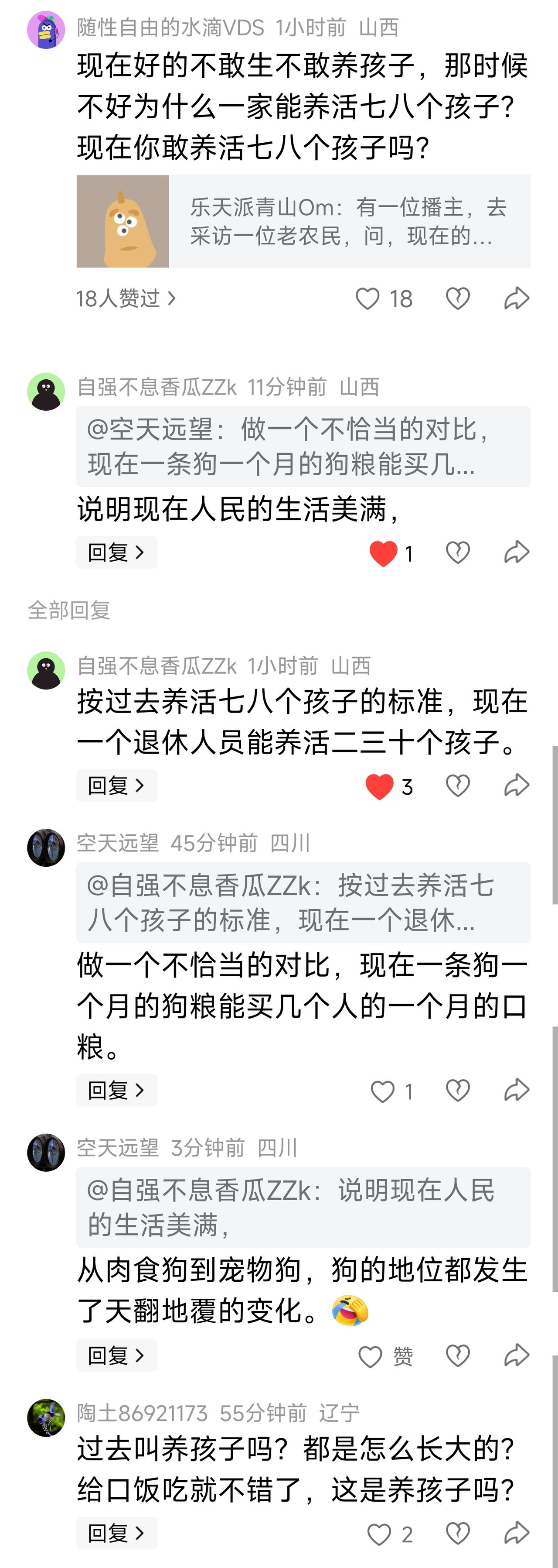 无论老少，想当社员，别拿出生率说事儿。
看看特殊年代和改开年代的狗吧，从田园犬到