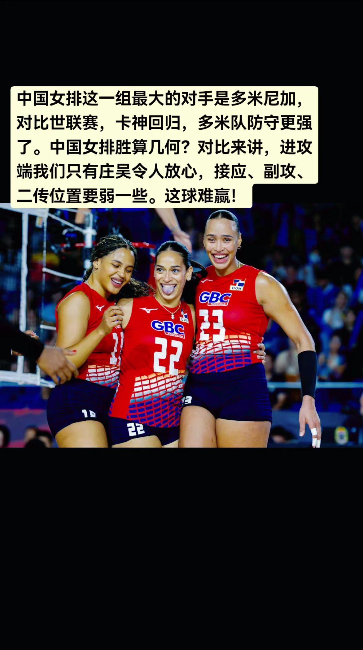 中国女排这一组最大对手是多米尼加！中国女排 中国女排胜算如何？