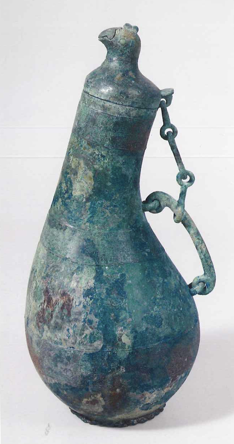 每天一件青铜器 日本出光美术馆藏春秋晚期:蟠螭纹鸟盖瓠壶 ​​​