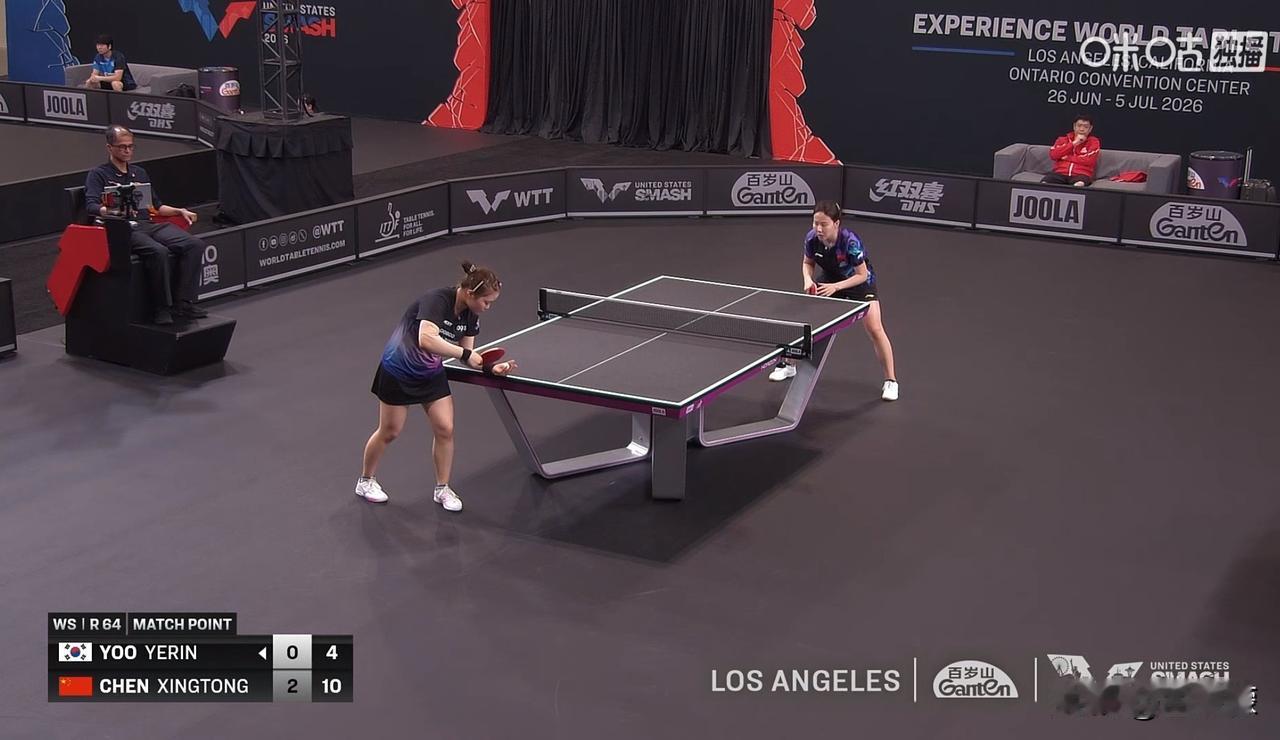 陈幸同3比0刘叡潾🇰🇷（6，8，4）
晋级2026WTT美国大满贯女单三十二