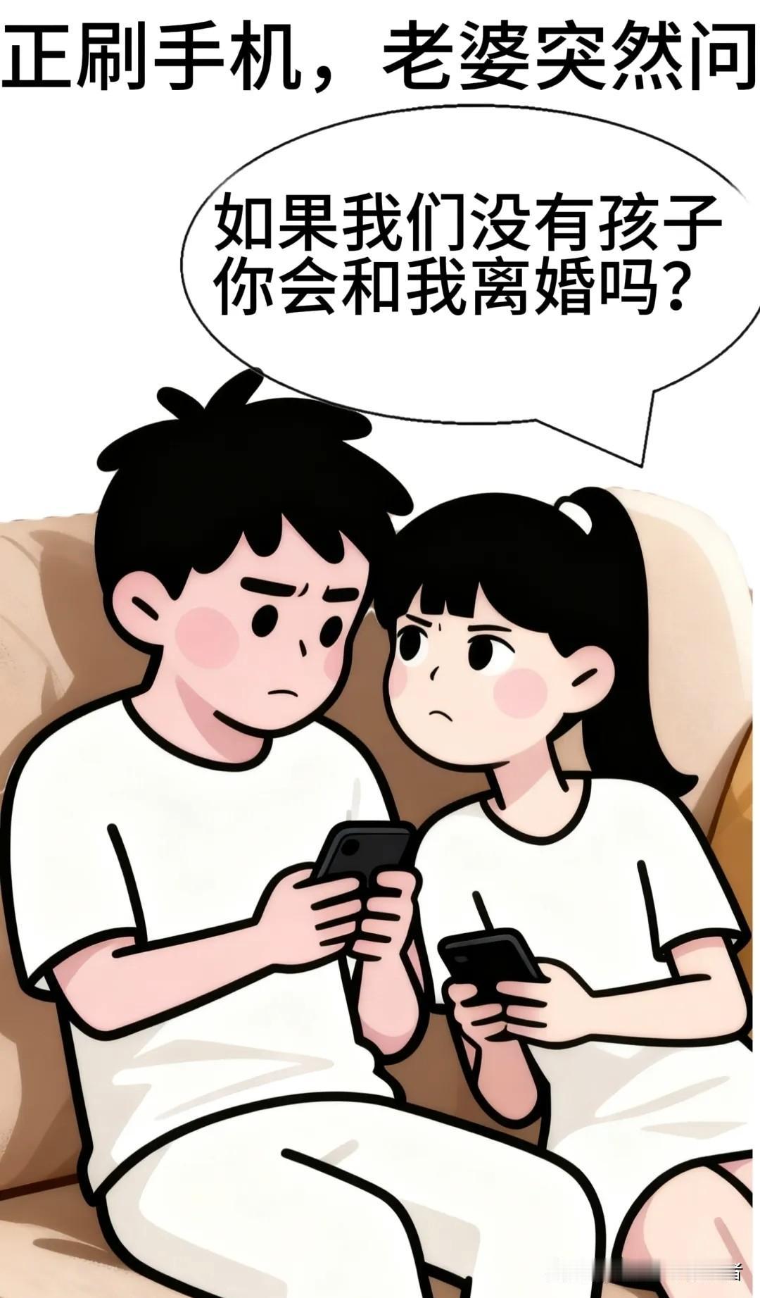 趣味漫画：老婆问“没孩子会离婚吗”，我答“我们是彼此永远的孩子”，转头问“能钓一