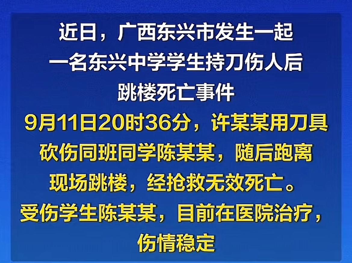 老实的孩子，仇人没死，自己跳了坠亡了。
广西一中学，一学生认为其他两个同学讨论的