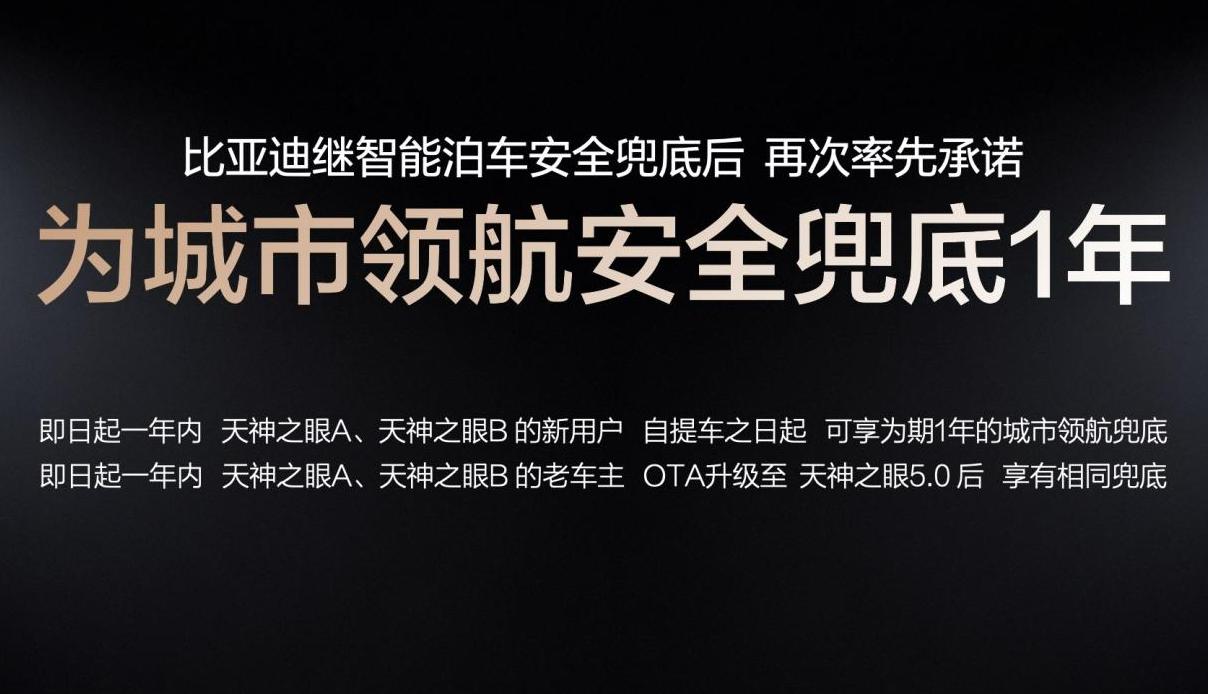 比亚迪落地城市领航安全兜底政策后，市场反响热烈，短短三天，搭载天神之眼 A、B 