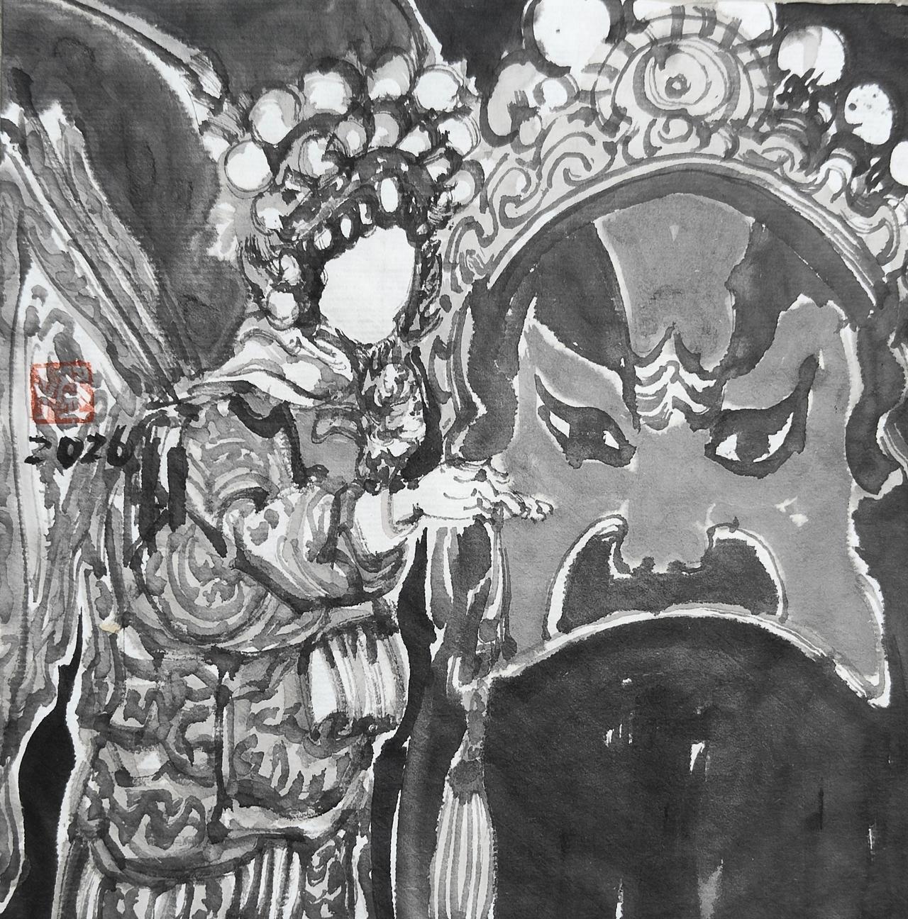 碗子的纸片水墨《墨戏》
