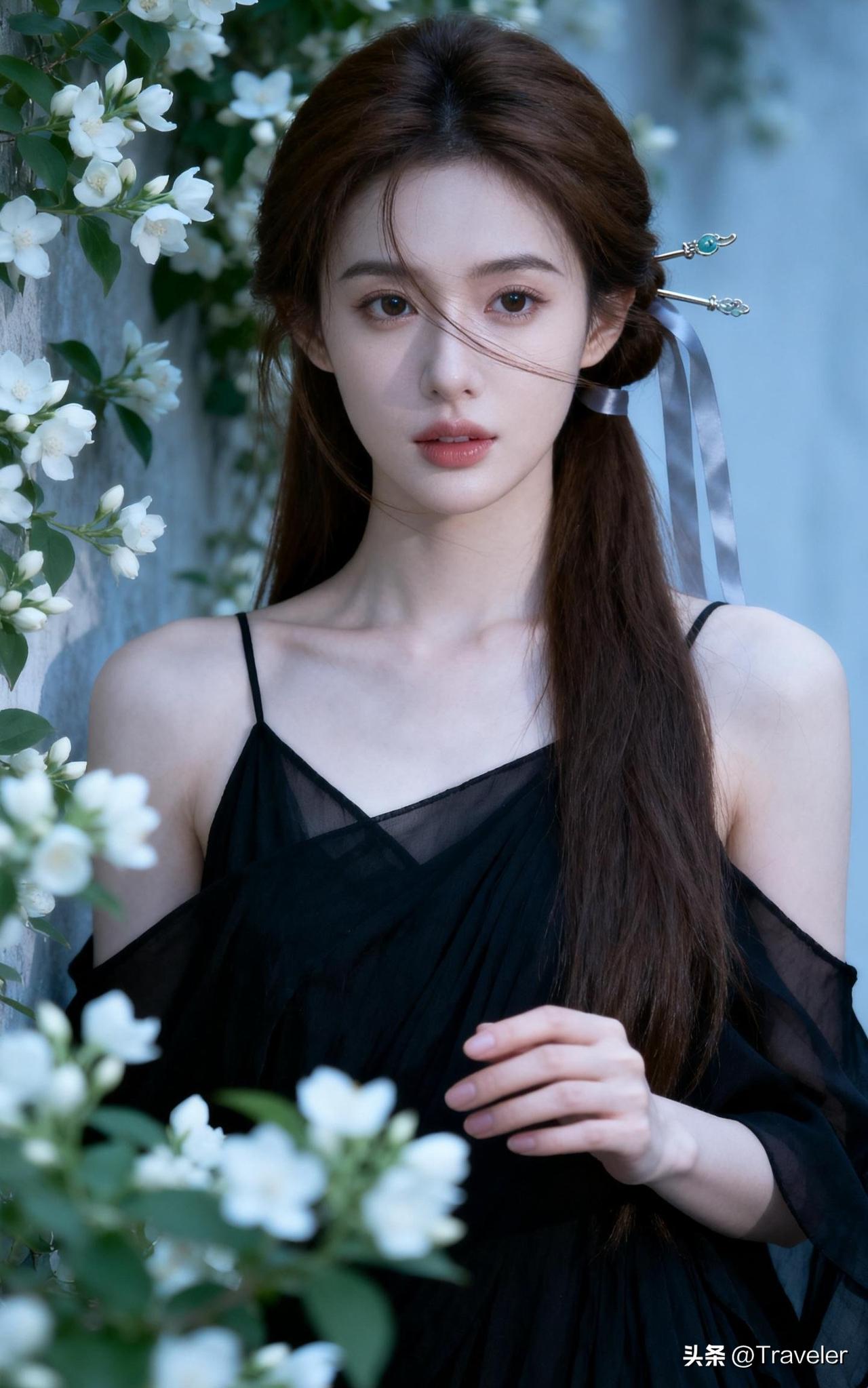 花间美人影，风中玉立姿。