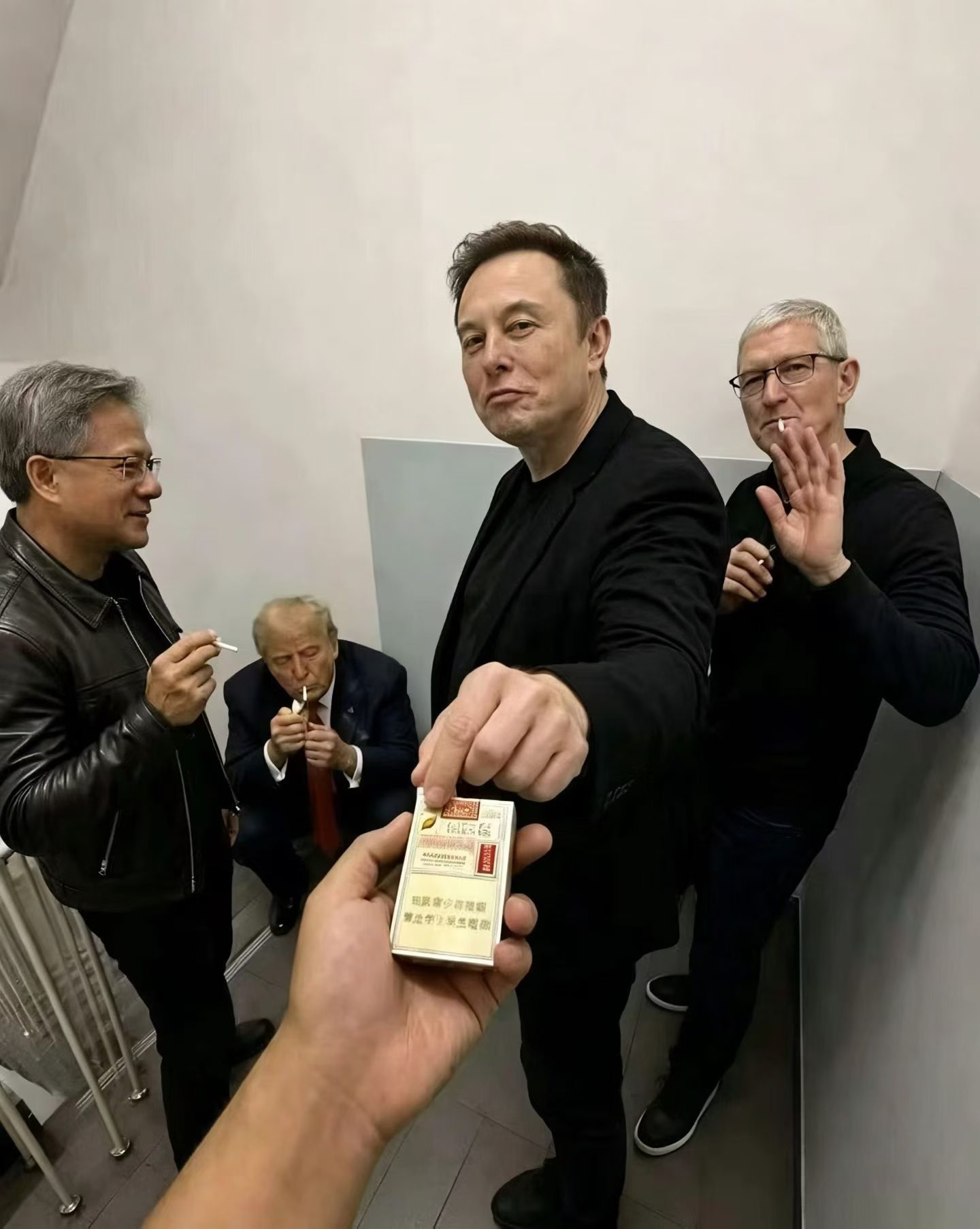 兄弟抽烟。外围喧嚣，行情躁动，先点一根，理清思路再出手。 ​​​