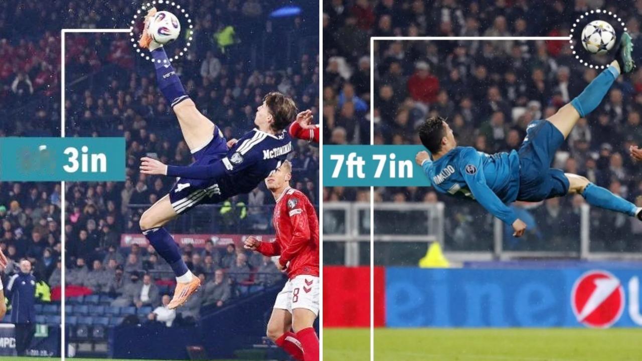 麦克托米奈在苏格兰4-2战胜丹麦的比赛中打入一粒精彩倒钩，并帮助球队晋级世界杯。