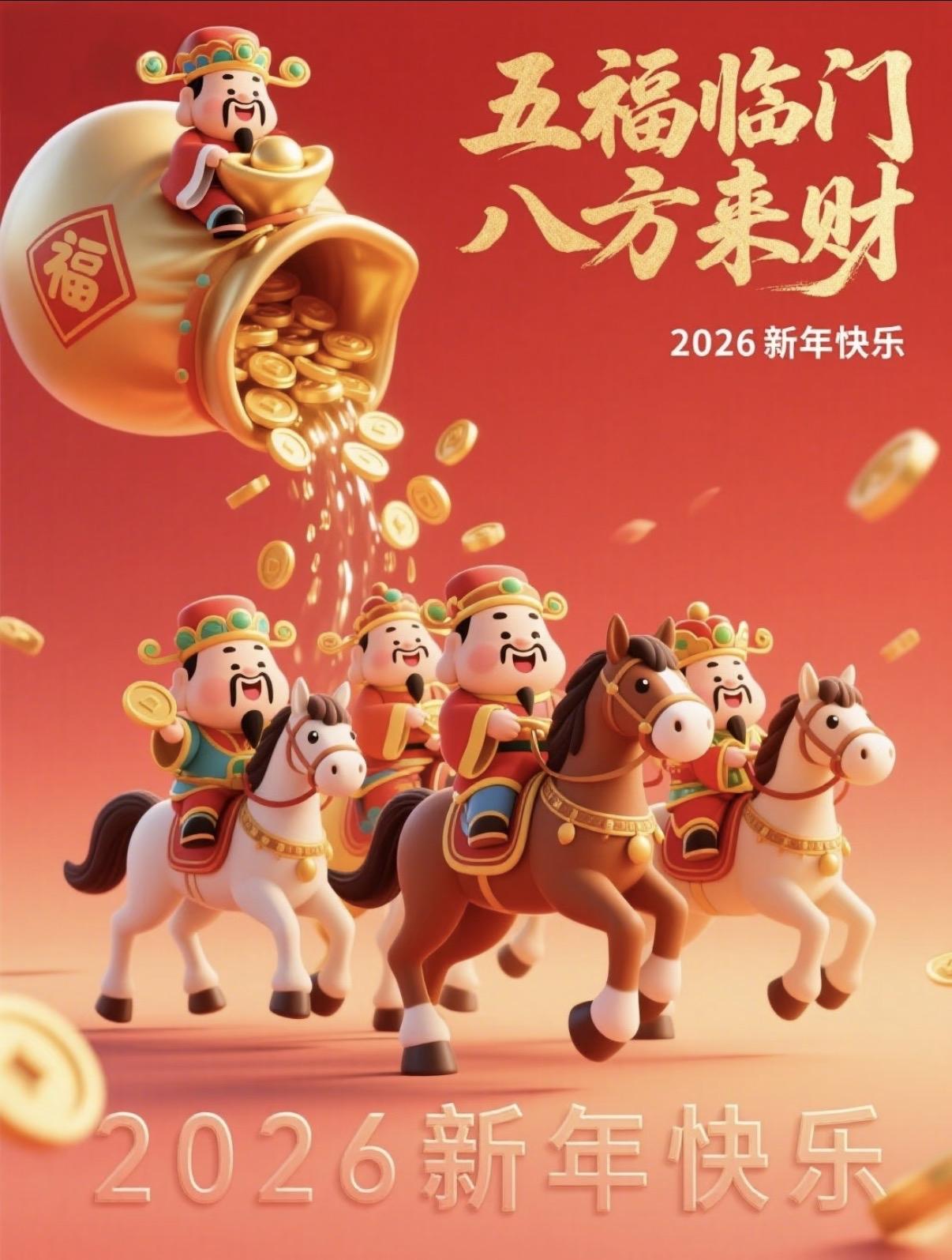 上联：迎喜迎春迎富贵
下联：纳祥纳瑞纳康宁