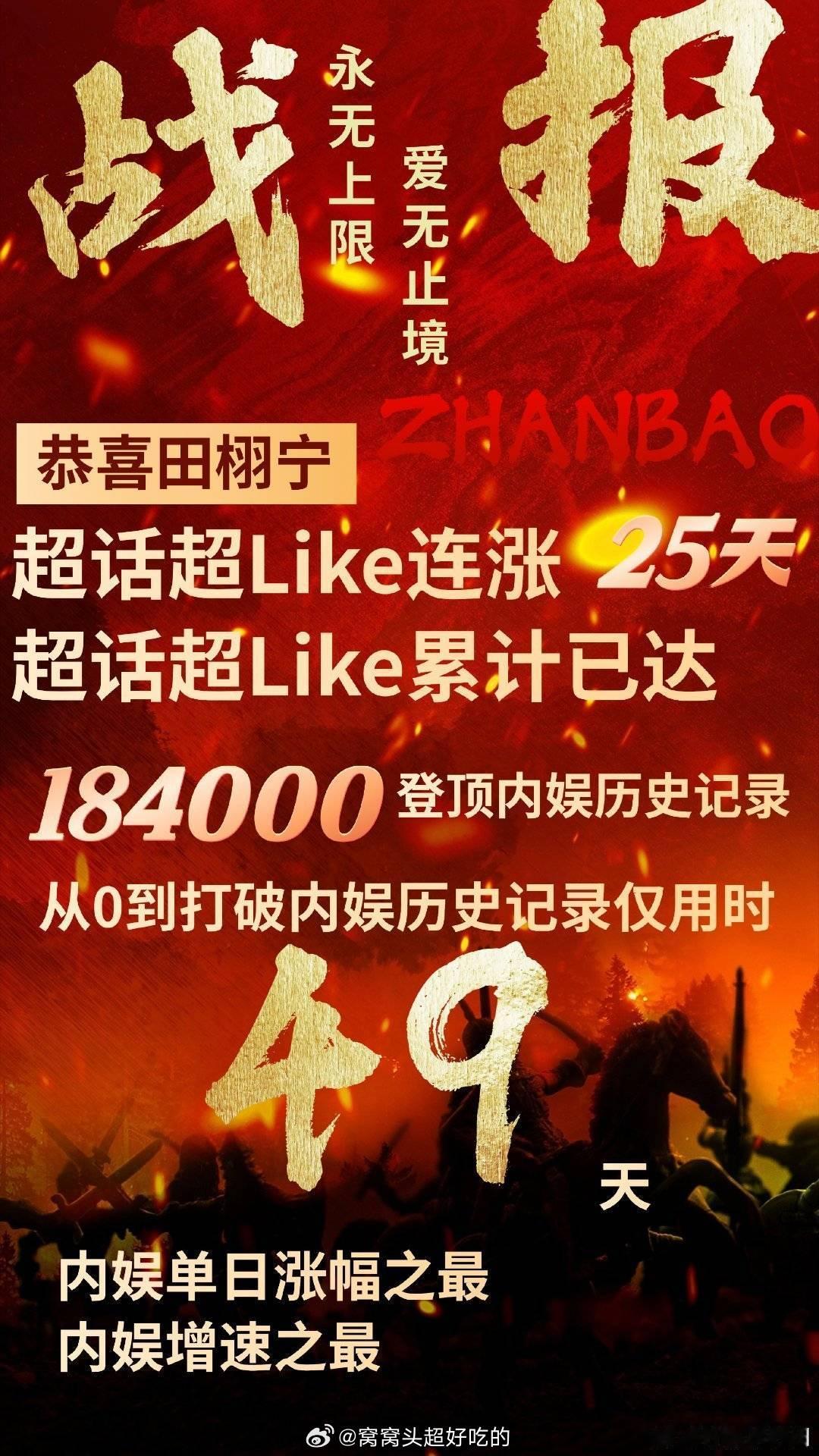 田栩宁 超话超like破184000！创记录了！🔥超话阅读量破100亿！🔥柠
