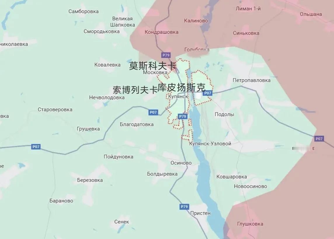 俄军对库皮扬斯克呈三面包围之势，但东面距离库皮扬斯克最大为11公里，南面距离库皮
