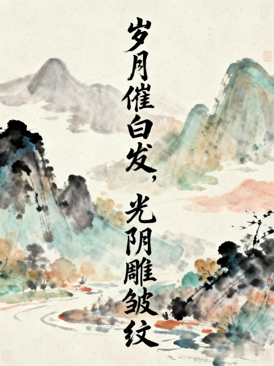 下联：光阴雕皱纹。
