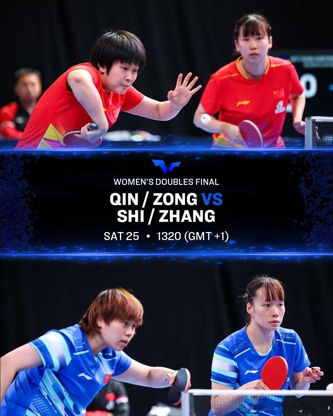 WTT球星挑战赛伦敦站202510月25日 20:20 T1女双决赛：覃予萱/纵