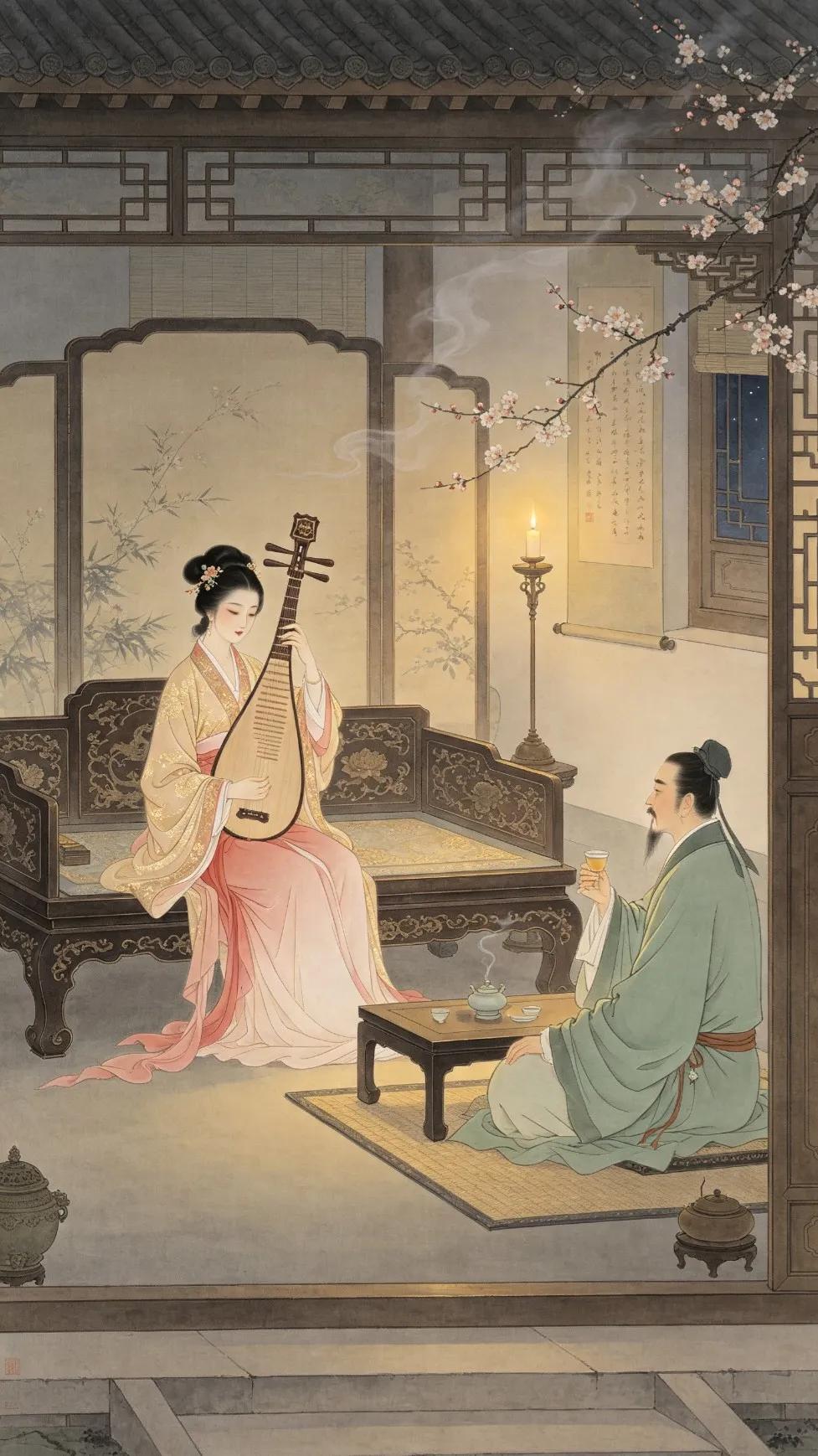 原来会弹点琵琶月琴这类才艺的，西门庆就会像饿狼扑食般的扑过去。
潘金莲虽然是弹唱