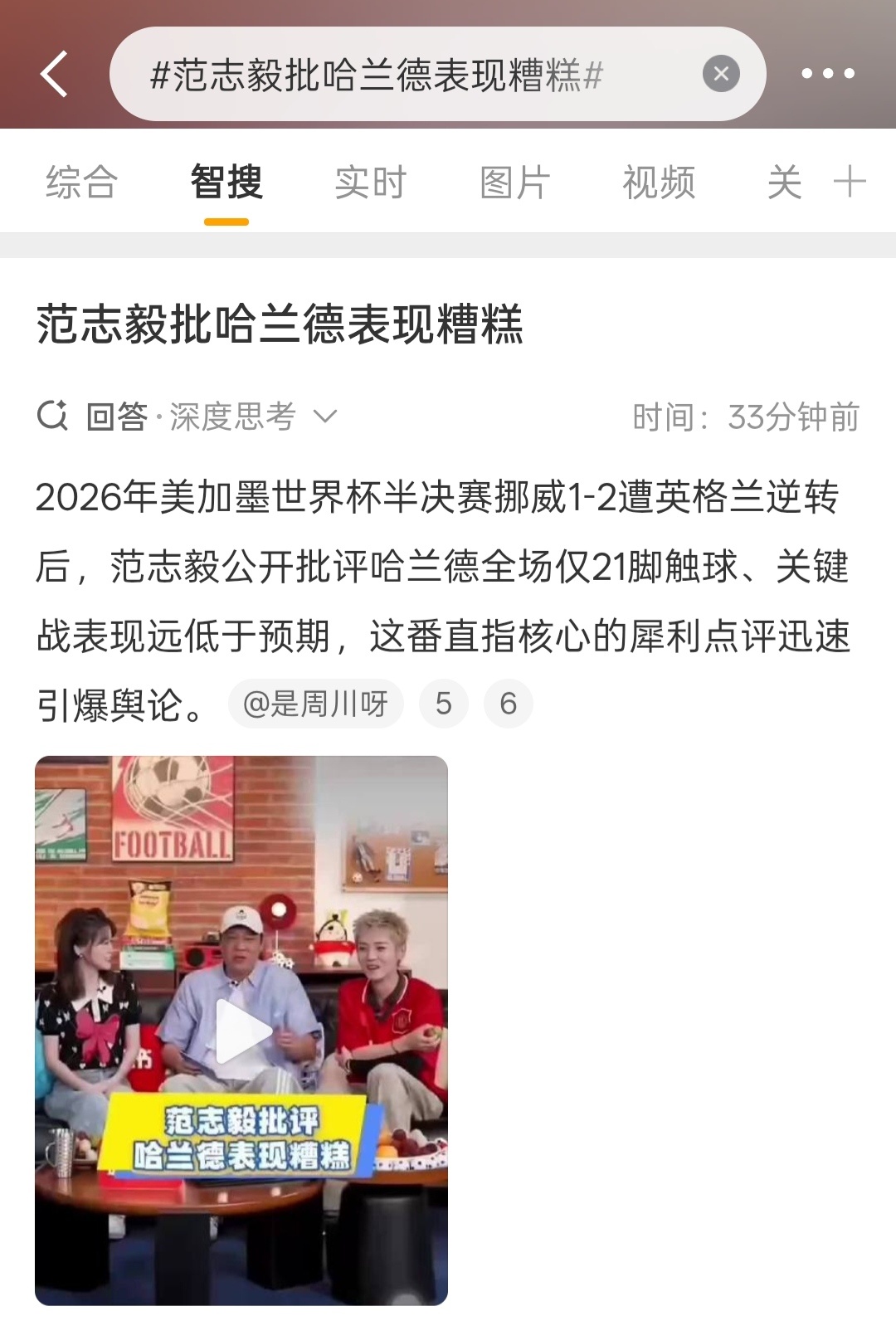 范志毅批哈兰德表现糟糕这次比赛是没表现好吧