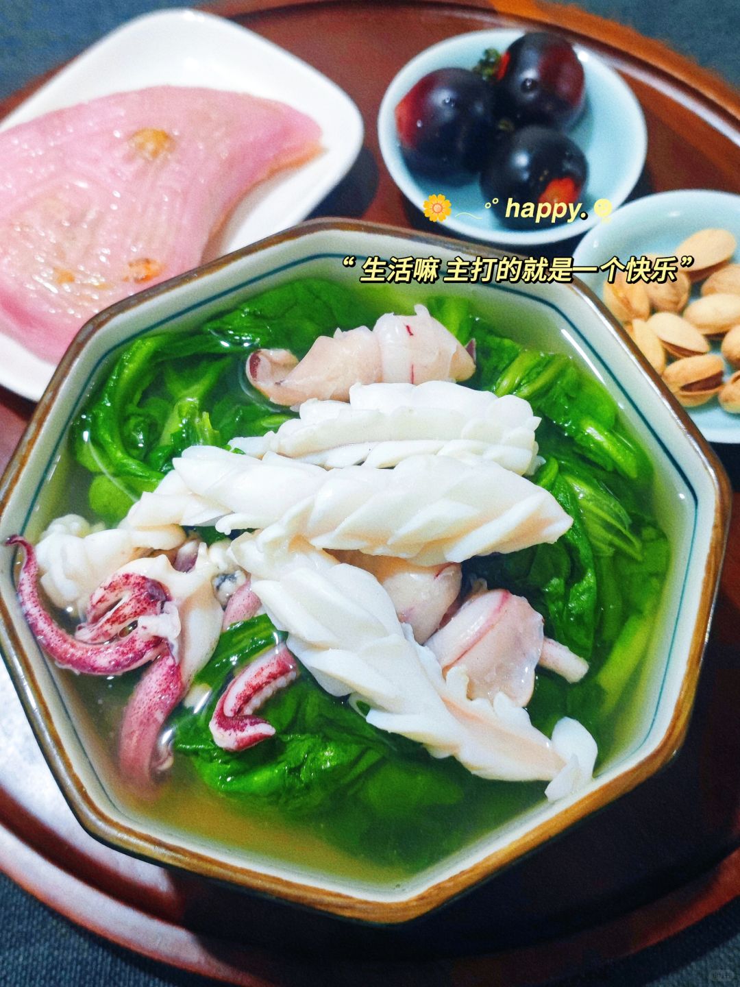 减肥营养餐｜晚餐420Kcal，🈶鱿鱼茼蒿汤