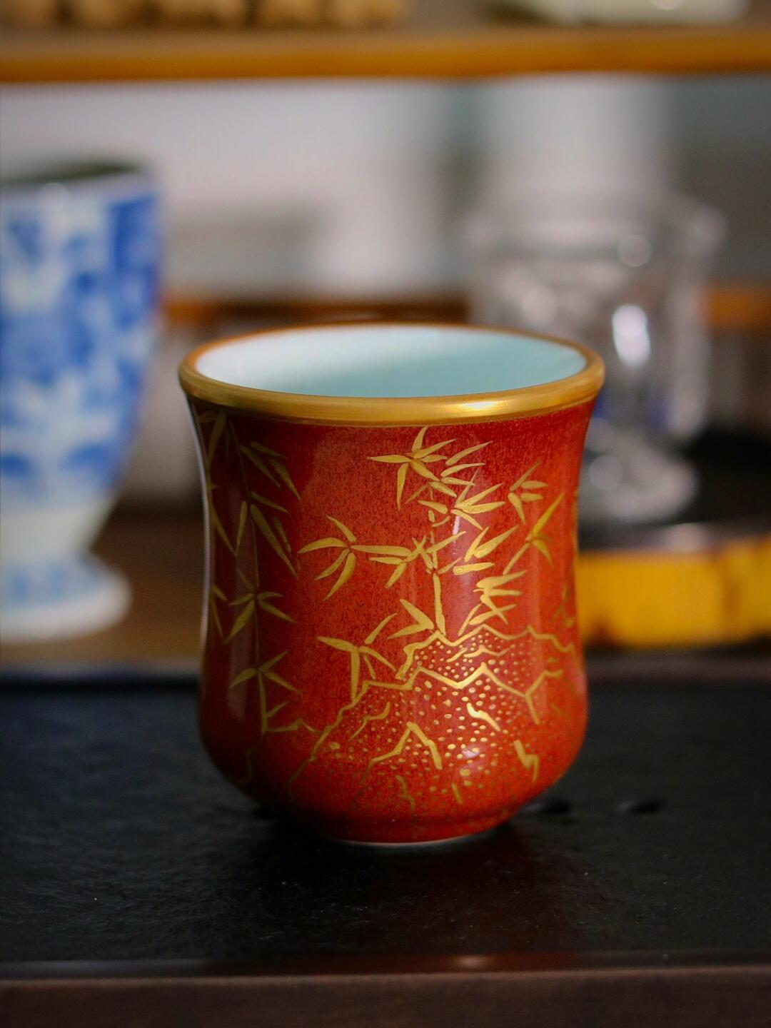 粉丝定制｜ccc咖啡杯-霁红釉描金竹～