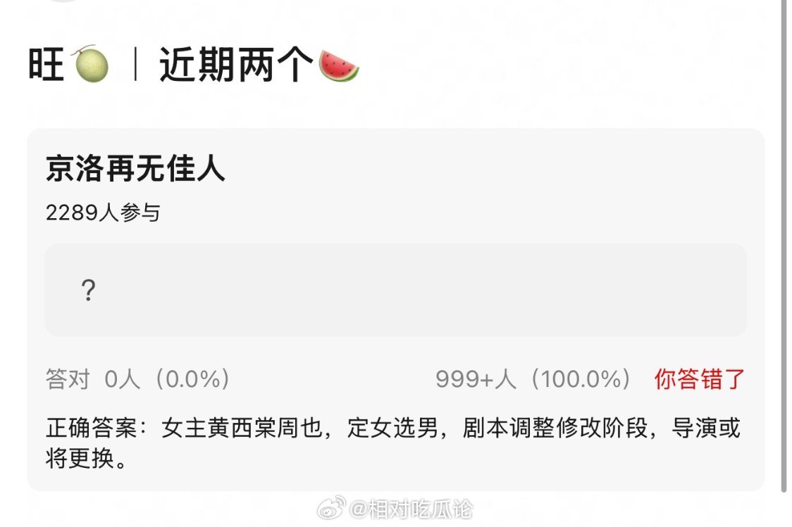 京洛再无佳人女主黄西棠周也，定女选男，剧本调整修改阶段，导演或将更换。 