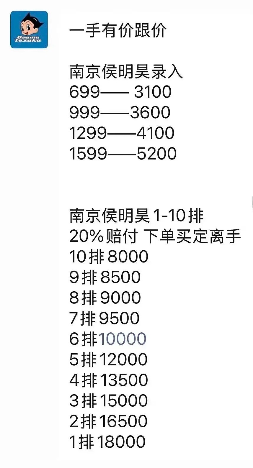 侯明昊第一次开演唱会吧，这票价……以为不会有多少人看，结果这么抢手，死忠真多啊！