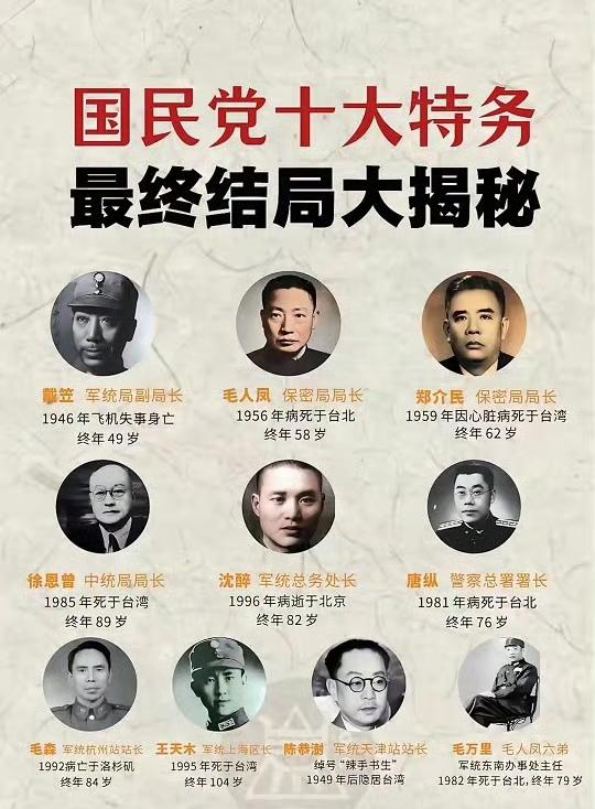 国民党十大特务最终结局！