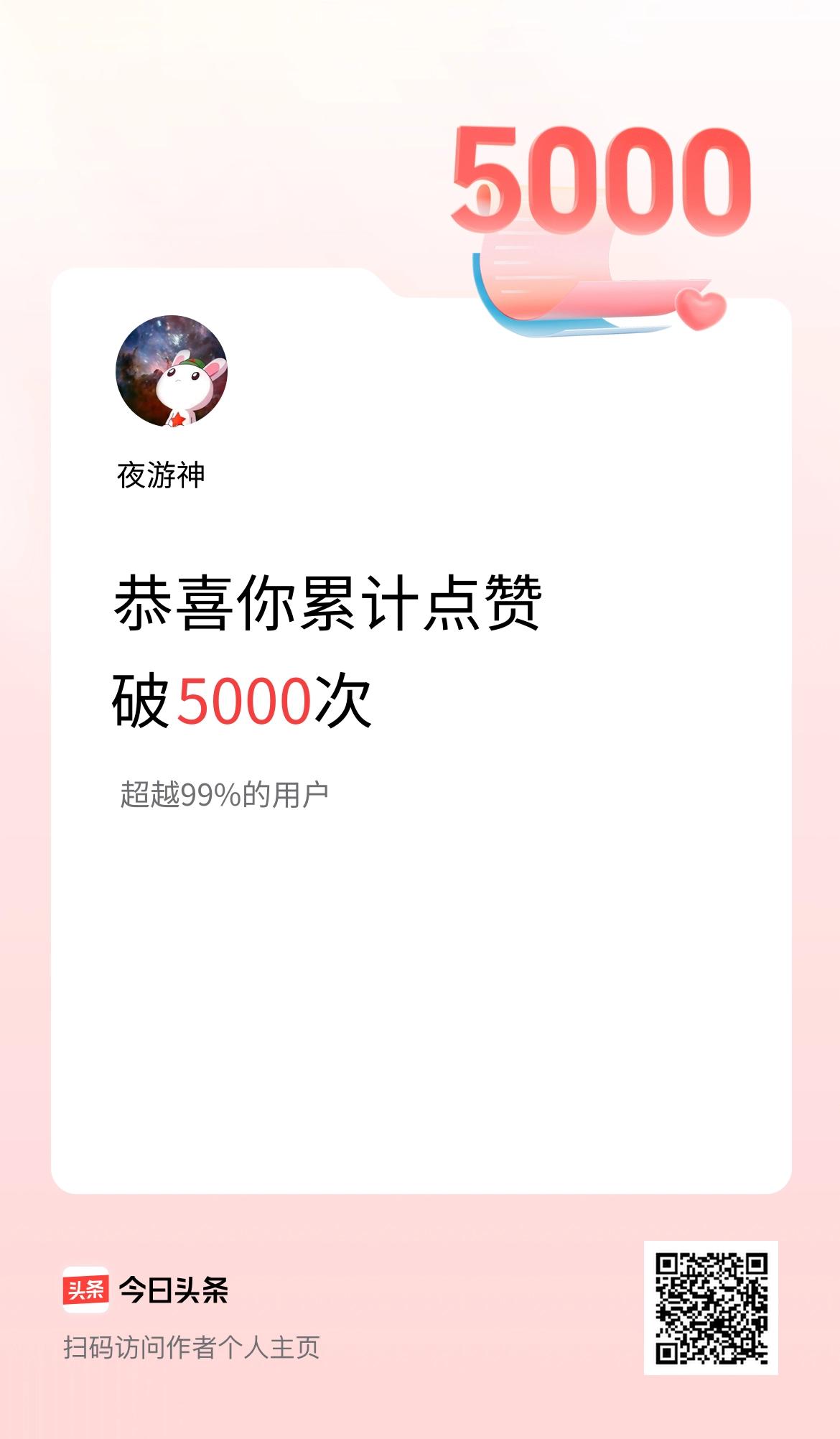 我在头条累计点赞破5000啦！